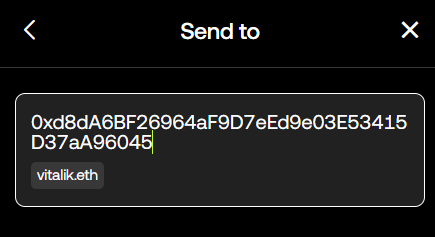 OKX Wallet correctly resolves the address for vitalik.eth